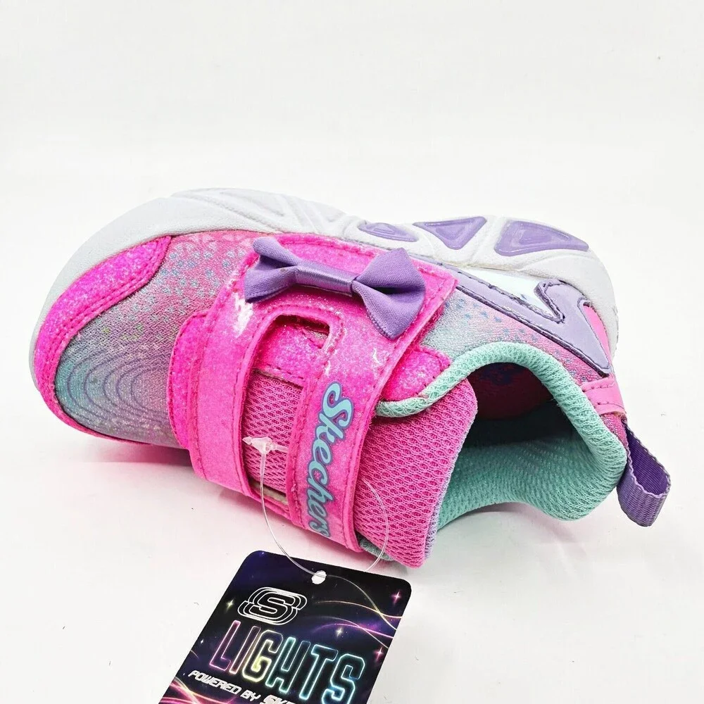Skechers S Lights Tri Brights Lil Gleam Pink Lavender Toddlers Girls Size 6